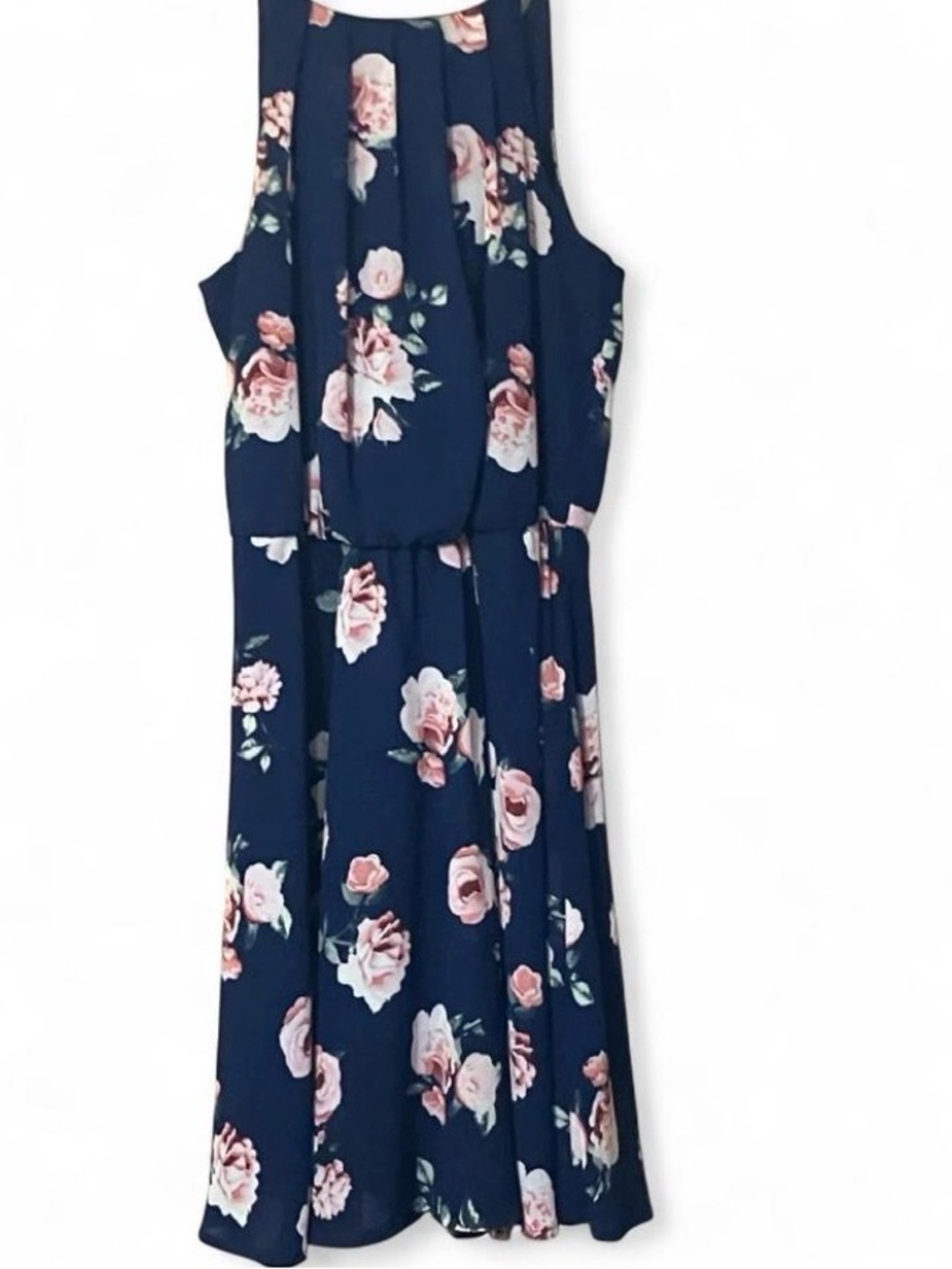 NWOT Blue Rain Navy Dress with Pink Floral Accents